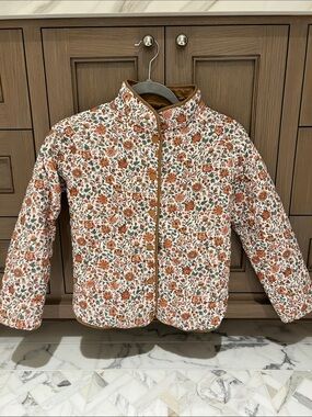 Sportscraft Liberty Fabric Girls' Quilted Jacket in Rust & Green
